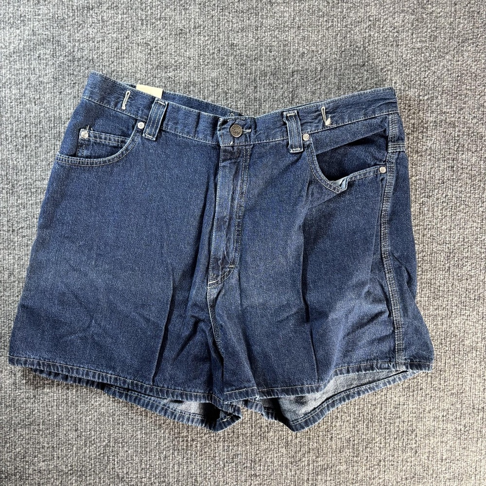 Lee Shorts Mens 42 Blue Denim Relaxed Fit Bermuda Wide Leg Belted Casual